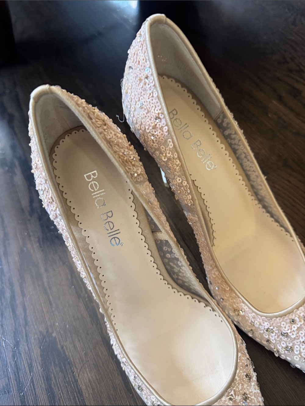 Bella Belle ELSA IVORY Illusion Mesh Ivory Sequin Heels - Picture 2 of 6